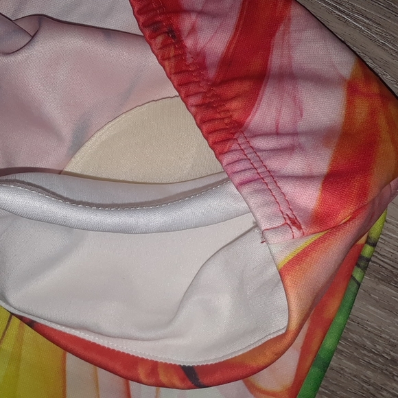 Strapless Rainbow Smoke on the Water Mini Dress L - Picture 2 of 3